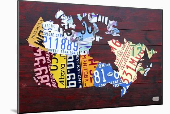 Canada License Plate Map-Design Turnpike-Mounted Giclee Print