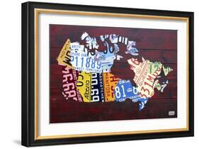 Canada License Plate Map-Design Turnpike-Framed Giclee Print