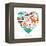 Canada Love - Heart With Many Icons And Illustrations-Marish-Framed Stretched Canvas