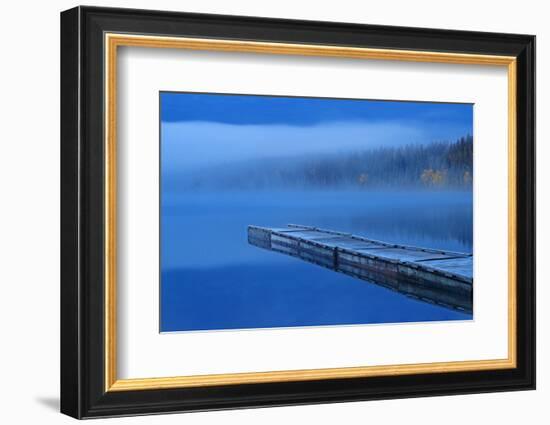 Canada, Manitoba, Duck Mountain Provincial Park. Dock on Blue Lake at dawn.-Jaynes Gallery-Framed Photographic Print