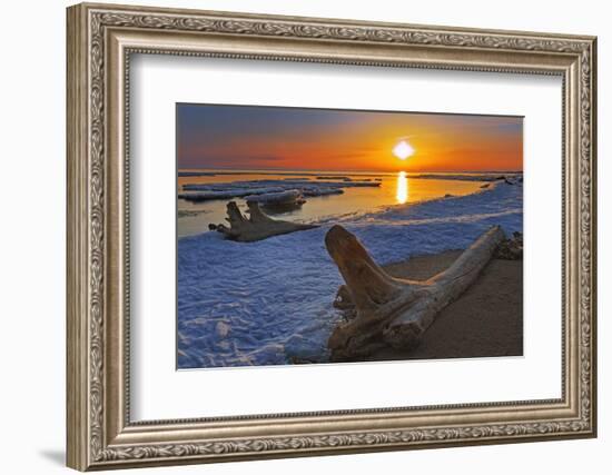 Canada, Manitoba. Ice and driftwood on Lake Manitoba at sunrise.-Jaynes Gallery-Framed Photographic Print