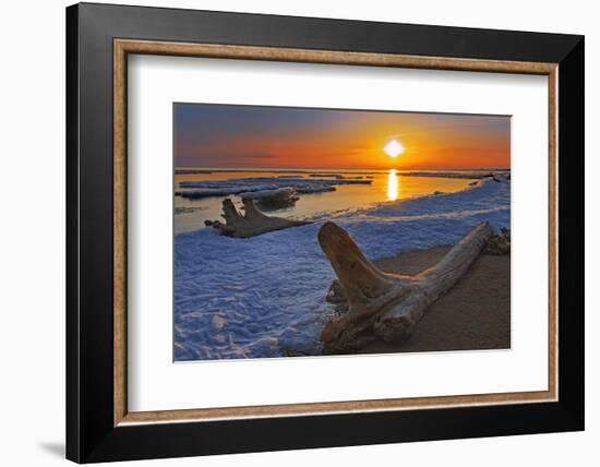 Canada, Manitoba. Ice and driftwood on Lake Manitoba at sunrise.-Jaynes Gallery-Framed Photographic Print