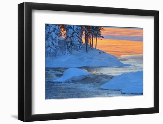 Canada, Manitoba, Sasagiu Rapids. Sunset on Setting Lake in winter.-Jaynes Gallery-Framed Photographic Print