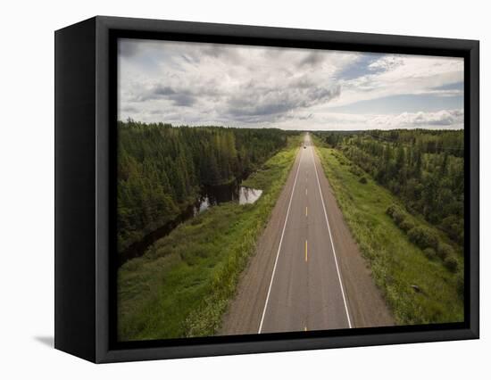 Canada, Manitoba, Thompson, Aerial View of Highway Through Boreal Forest-Paul Souders-Framed Premier Image Canvas