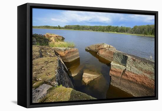 Canada, Manitoba, Winnipeg. Rocky shoreline along Bloodvein River.-Jaynes Gallery-Framed Premier Image Canvas