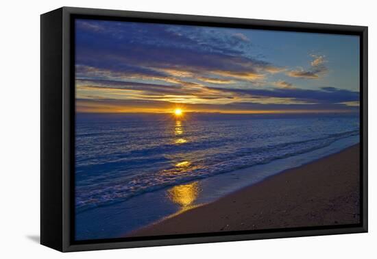 Canada, Manitoba, Winnipeg. Sunrise on Lake Winnipeg beach.-Jaynes Gallery-Framed Premier Image Canvas