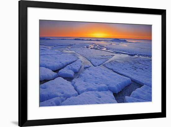 Canada, Manitoba, Winnipeg. Sunrise on Lake Winnipeg spring ice.-Jaynes Gallery-Framed Photographic Print