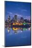 Canada, Montreal, Skyline and Old Port Along St. Lawrence River, Dusk-Walter Bibikow-Mounted Photographic Print