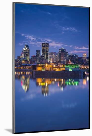 Canada, Montreal, Skyline and Old Port Along St. Lawrence River, Dusk-Walter Bibikow-Mounted Photographic Print