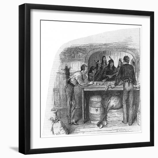 Canada Native Canadians of Manitoba Bartering Furs for Guns in a Trade Shop-William Ralston-Framed Art Print
