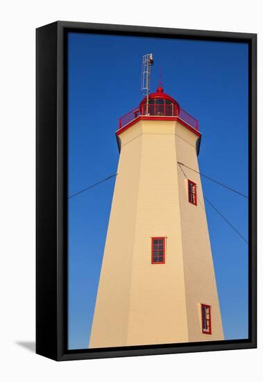 Canada, New Brunswick, Miscou Island. Miscou Lighthouse at sunset.-Walter Bibikow-Framed Premier Image Canvas