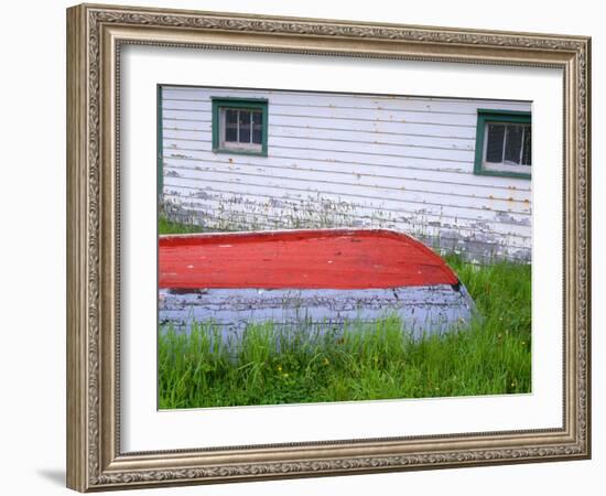 Canada, Newfoundland, Bauline East, Weathered Wooden Boat and Fishing Shed-John Barger-Framed Photographic Print