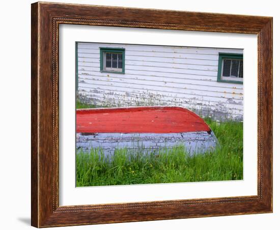 Canada, Newfoundland, Bauline East, Weathered Wooden Boat and Fishing Shed-John Barger-Framed Photographic Print