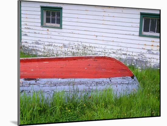 Canada, Newfoundland, Bauline East, Weathered Wooden Boat and Fishing Shed-John Barger-Mounted Photographic Print