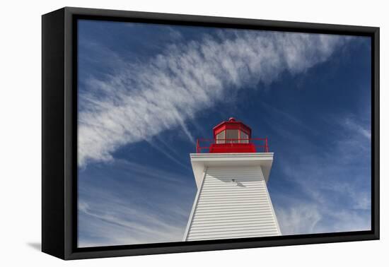 Canada, Nova Scotia, Cabot Trail. Cape Breton Highlands National Park, Neils Harbour Lighthouse.-Walter Bibikow-Framed Premier Image Canvas