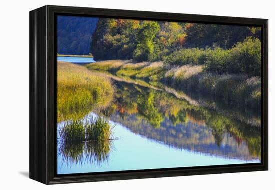 Canada, Nova Scotia, Cape Breton, Cabot Trail, Margaree river reflections-Patrick J. Wall-Framed Premier Image Canvas