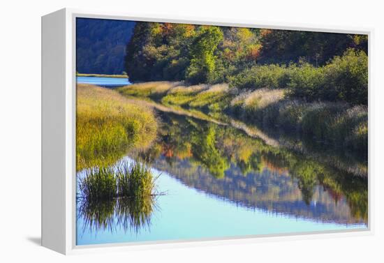 Canada, Nova Scotia, Cape Breton, Cabot Trail, Margaree river reflections-Patrick J. Wall-Framed Premier Image Canvas