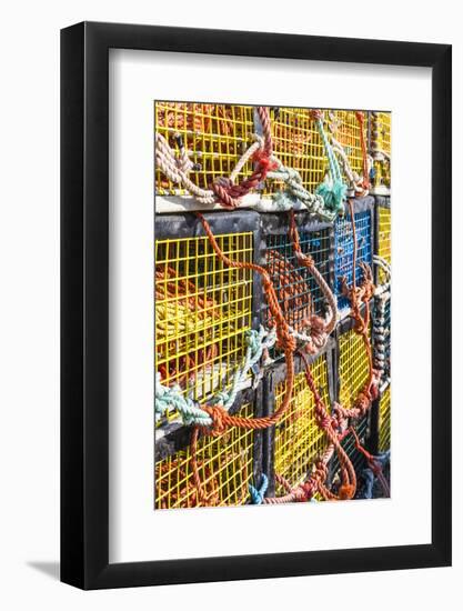 Canada, Nova Scotia, Peggy's Cove. Fishing village on the Atlantic Coast, lobster traps.-Walter Bibikow-Framed Photographic Print