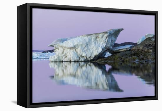Canada, Nunavut, Iceberg Reflected in Calm Waters at Dusk-Paul Souders-Framed Premier Image Canvas