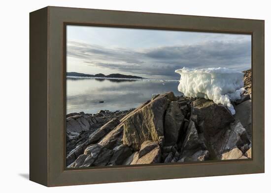 Canada, Nunavut, Iceberg Stranded by Low Tide Along Frozen Channel-Paul Souders-Framed Premier Image Canvas