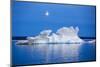 Canada, Nunavut, Moon Rises Behind Melting Iceberg in Frozen Channel-Paul Souders-Mounted Photographic Print