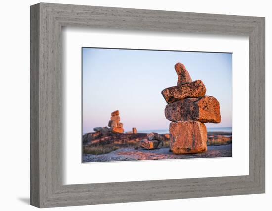 Canada, Nunavut, Rocks Cairns on Harbour Islands Along Hudson Bay-Paul Souders-Framed Photographic Print