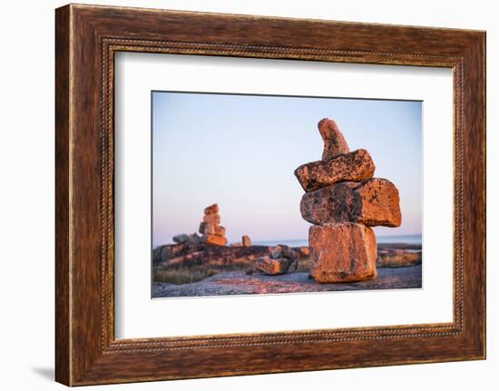 Canada, Nunavut, Rocks Cairns on Harbour Islands Along Hudson Bay-Paul Souders-Framed Photographic Print