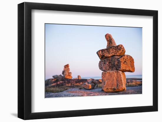 Canada, Nunavut, Rocks Cairns on Harbour Islands Along Hudson Bay-Paul Souders-Framed Photographic Print
