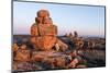 Canada, Nunavut, Territory, Stone Cairn on Harbor Islands at Sunset-Paul Souders-Mounted Photographic Print