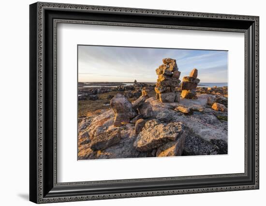 Canada, Nunavut Territory, Sunset Lights Cairns on Harbor Islands-Paul Souders-Framed Photographic Print