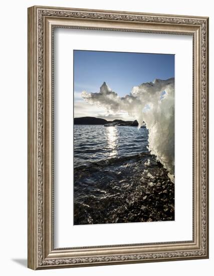 Canada, Nunavut Territory, Sunset Lights Melting Iceberg in Hudson Bay-Paul Souders-Framed Photographic Print