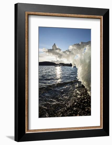 Canada, Nunavut Territory, Sunset Lights Melting Iceberg in Hudson Bay-Paul Souders-Framed Photographic Print