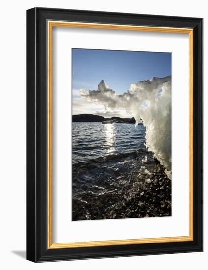 Canada, Nunavut Territory, Sunset Lights Melting Iceberg in Hudson Bay-Paul Souders-Framed Photographic Print