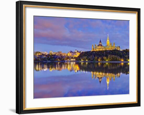 Canada, Ontario, Ottawa, Canadian Parliament across Ottawa River-Alan Copson-Framed Photographic Print