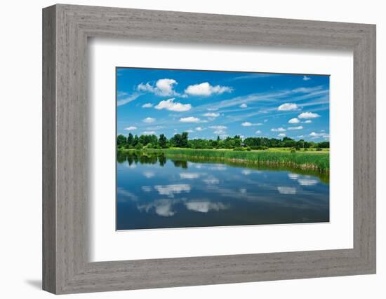 Canada, Ontario, Thousand Islands. Cloud reflection in St. Lawrence River.-Jaynes Gallery-Framed Photographic Print