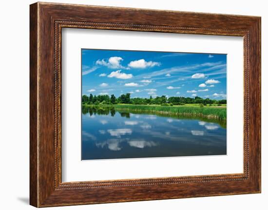 Canada, Ontario, Thousand Islands. Cloud reflection in St. Lawrence River.-Jaynes Gallery-Framed Photographic Print