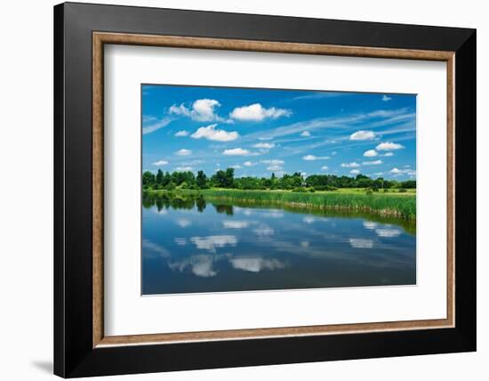 Canada, Ontario, Thousand Islands. Cloud reflection in St. Lawrence River.-Jaynes Gallery-Framed Photographic Print