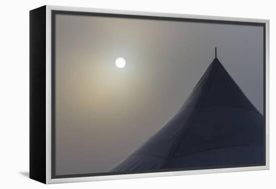 Canada, Ottawa. Top of Large Tent and Sun Muted by Fog-Bill Young-Framed Premier Image Canvas