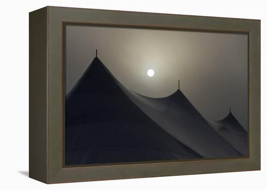 Canada, Ottawa. Top of Large Tent and Sun Muted by Fog-Bill Young-Framed Premier Image Canvas