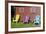 Canada, Peggy's Cove, Nova Scotia, Barn with Colorful Adirondack Chairs with Flowers-Bill Bachmann-Framed Photographic Print