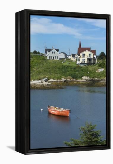 Canada, Peggy's Cove, Nova Scotia, Peaceful and Quiet Famous Harbor with Boats and Homes in Summer-Bill Bachmann-Framed Premier Image Canvas