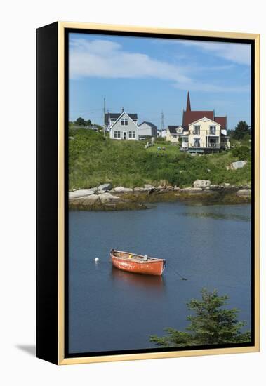 Canada, Peggy's Cove, Nova Scotia, Peaceful and Quiet Famous Harbor with Boats and Homes in Summer-Bill Bachmann-Framed Premier Image Canvas