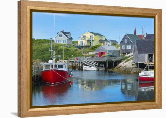 Canada, Peggy's Cove, Nova Scotia, Peaceful and Quiet Famous Harbor with Boats and Homes in Summer-Bill Bachmann-Framed Premier Image Canvas