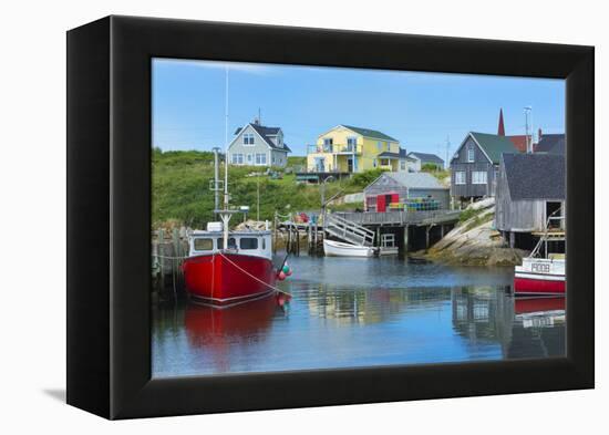 Canada, Peggy's Cove, Nova Scotia, Peaceful and Quiet Famous Harbor with Boats and Homes in Summer-Bill Bachmann-Framed Premier Image Canvas