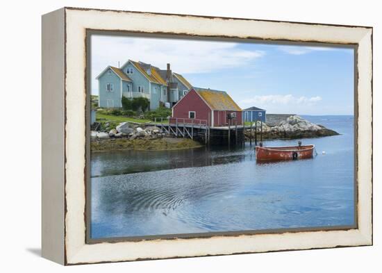 Canada, Peggy's Cove, Nova Scotia, Peaceful and Quiet Famous Harbor with Boats and Homes in Summer-Bill Bachmann-Framed Premier Image Canvas