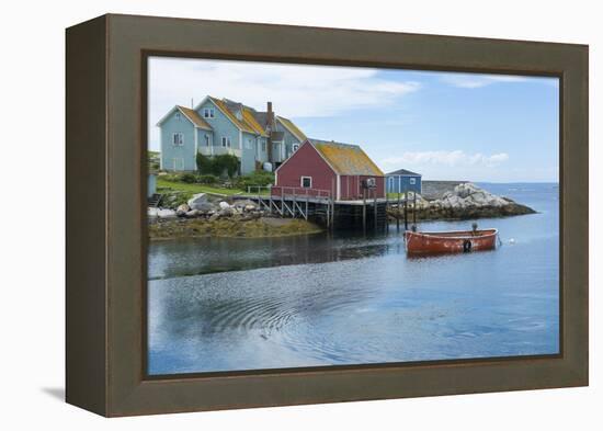 Canada, Peggy's Cove, Nova Scotia, Peaceful and Quiet Famous Harbor with Boats and Homes in Summer-Bill Bachmann-Framed Premier Image Canvas