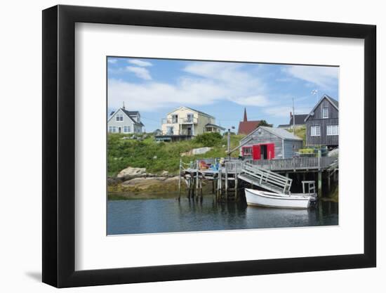 Canada, Peggy's Cove, Nova Scotia, Peaceful and Quiet Famous Harbor with Boats and Homes in Summer-Bill Bachmann-Framed Photographic Print