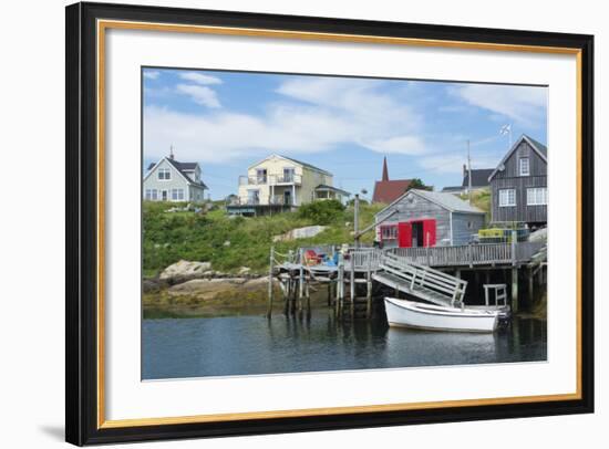 Canada, Peggy's Cove, Nova Scotia, Peaceful and Quiet Famous Harbor with Boats and Homes in Summer-Bill Bachmann-Framed Photographic Print