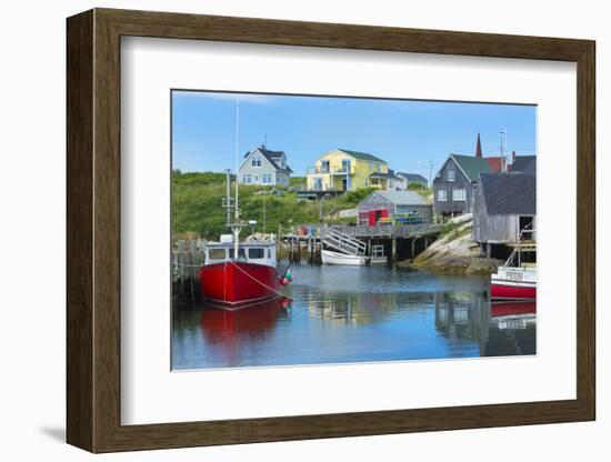 Canada, Peggy's Cove, Nova Scotia, Peaceful and Quiet Famous Harbor with Boats and Homes in Summer-Bill Bachmann-Framed Photographic Print