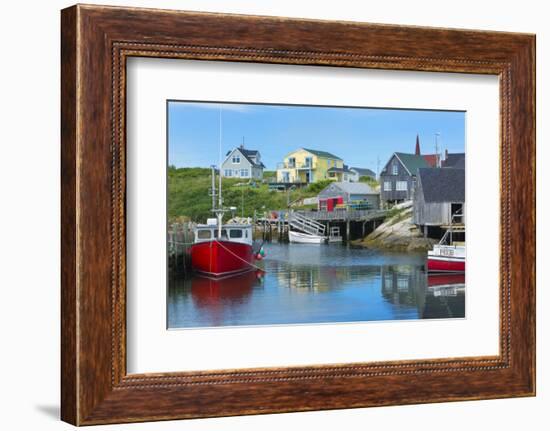 Canada, Peggy's Cove, Nova Scotia, Peaceful and Quiet Famous Harbor with Boats and Homes in Summer-Bill Bachmann-Framed Photographic Print